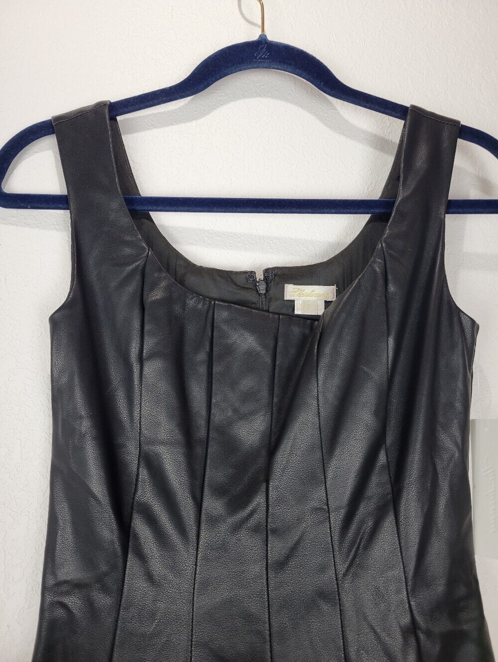 NWT Shoshanna Everett Black Faux Leather and Lace Fit & Flare Mini Dress Sz 0 - Picture 7 of 16